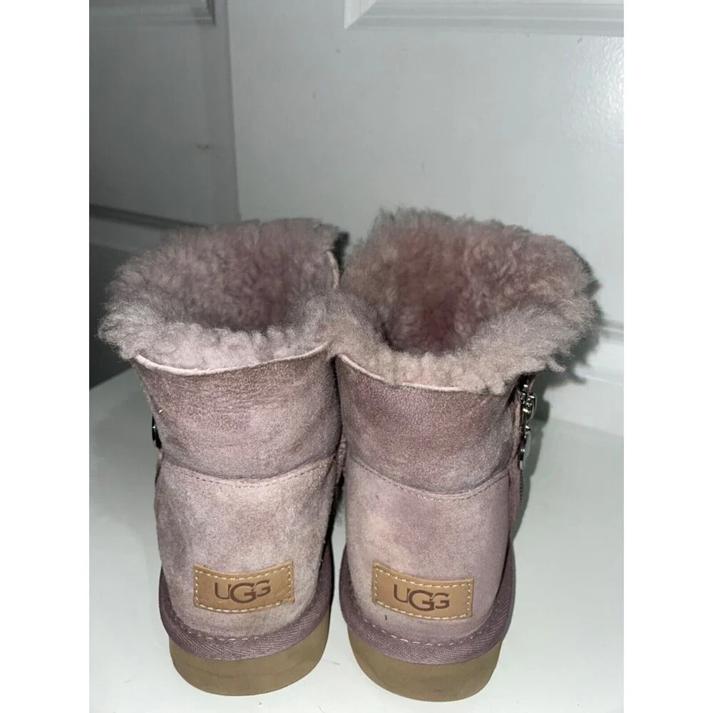 UGG Bailey Zip Mini Women's Sheepskin Boots size 7 Dusty Rose